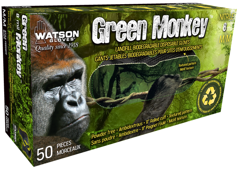 Green Monkey 8 mil Textured Nitrile Disposable Gloves - Single Box of 50 Gloves