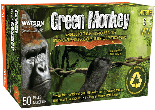 Green Monkey 6 mil Nitrile Disposable Gloves - Full Case (10) Boxes of 50 Gloves