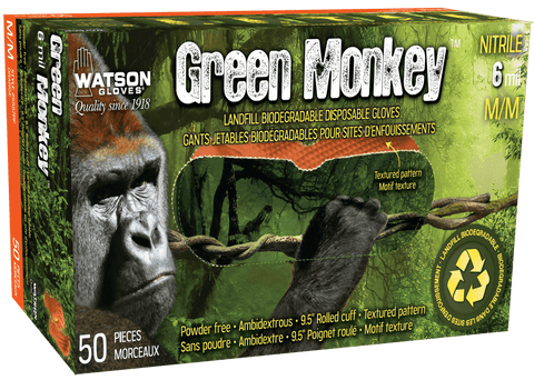 Green Monkey 6 mil Textured Nitrile Disposable Gloves - Single Box of 50 Gloves