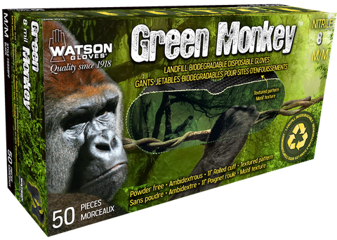 Green Monkey 8 mil Nitrile Disposable Gloves - Full Case (10) Boxes of 50 Gloves